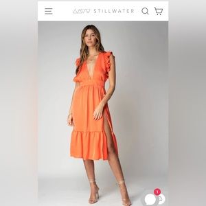 StillWater LA The Jessie Midi Dress in Papaya Size Small